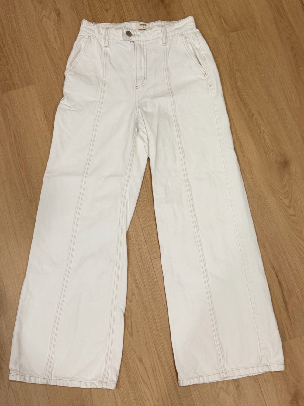 Cotton On Women’s White Denim Wide-Leg Jeans Size 28
